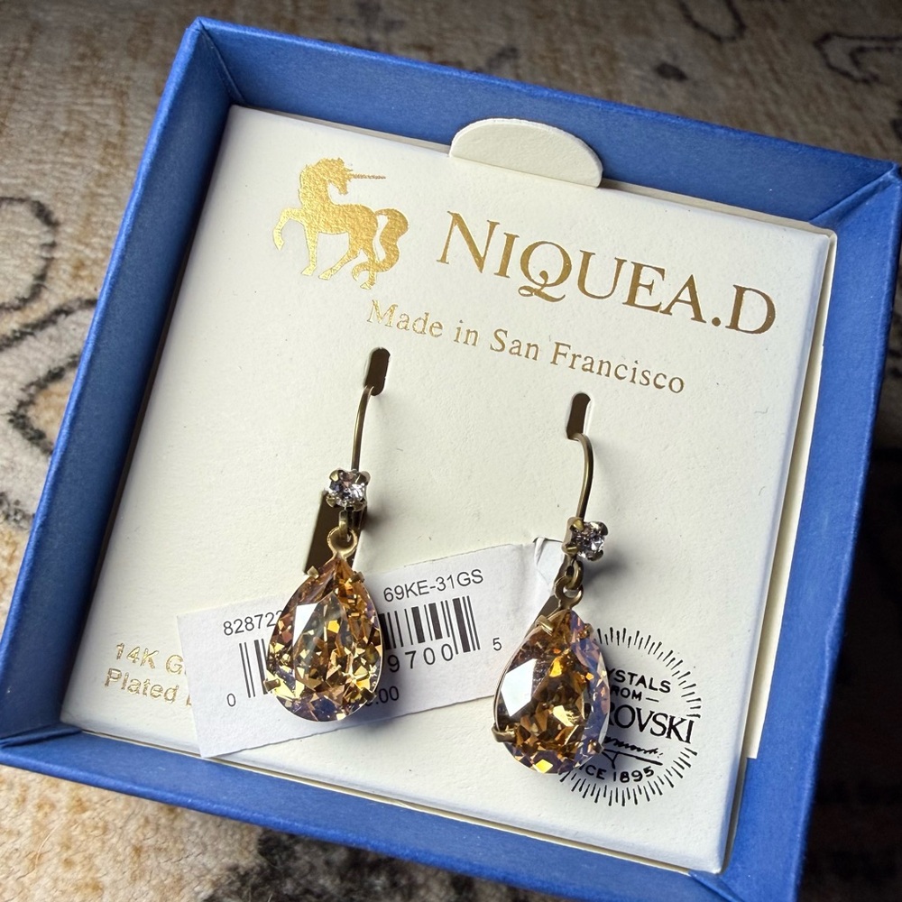 14K Gold Plate Brass Teardrop Earrings